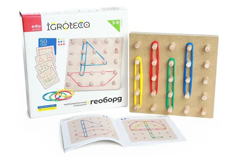 Дерев'яна розвиваюча гра "Математичний планшет. Геоборд" 900415 IGROTECO, фото 1