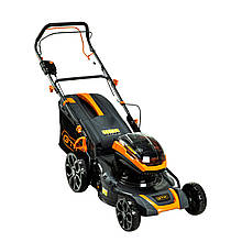GTM Газонокосарка акум. BLM48H-SP, 2*18В, ширина захвату 48см, висота скош. 30-80мм, травозбірник 70л, самохідна, КАРКАС (без АКБ