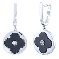 Срібні сережки Конюшина 18 мм Proba з керамікою (1734971)