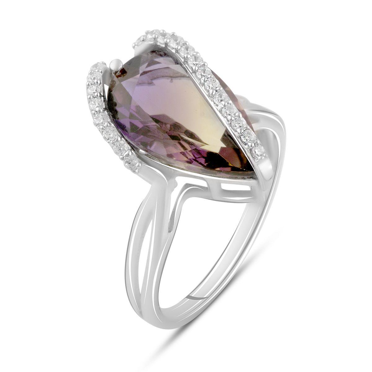 Срібне кільце Proba з аметрином nano 3.845ct, вага виробу 3,88 г (2088790) 17.5 розмір, фото 1