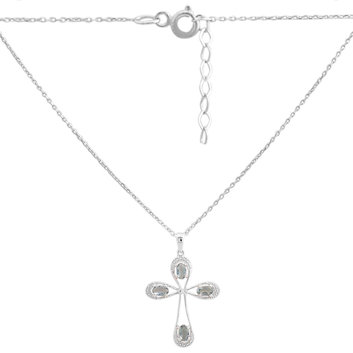 Срібне кольє Proba з топазом Лондон Блю 0.629ct, вага виробу 3,75 г (2167648) 450500 розмір, фото 1