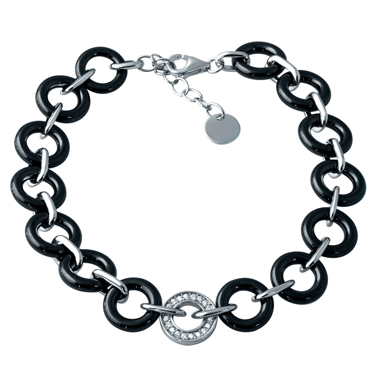 Срібний браслет Proba з керамікою, вага виробу 11,38 г (1909591) 1820 розмір, фото 1