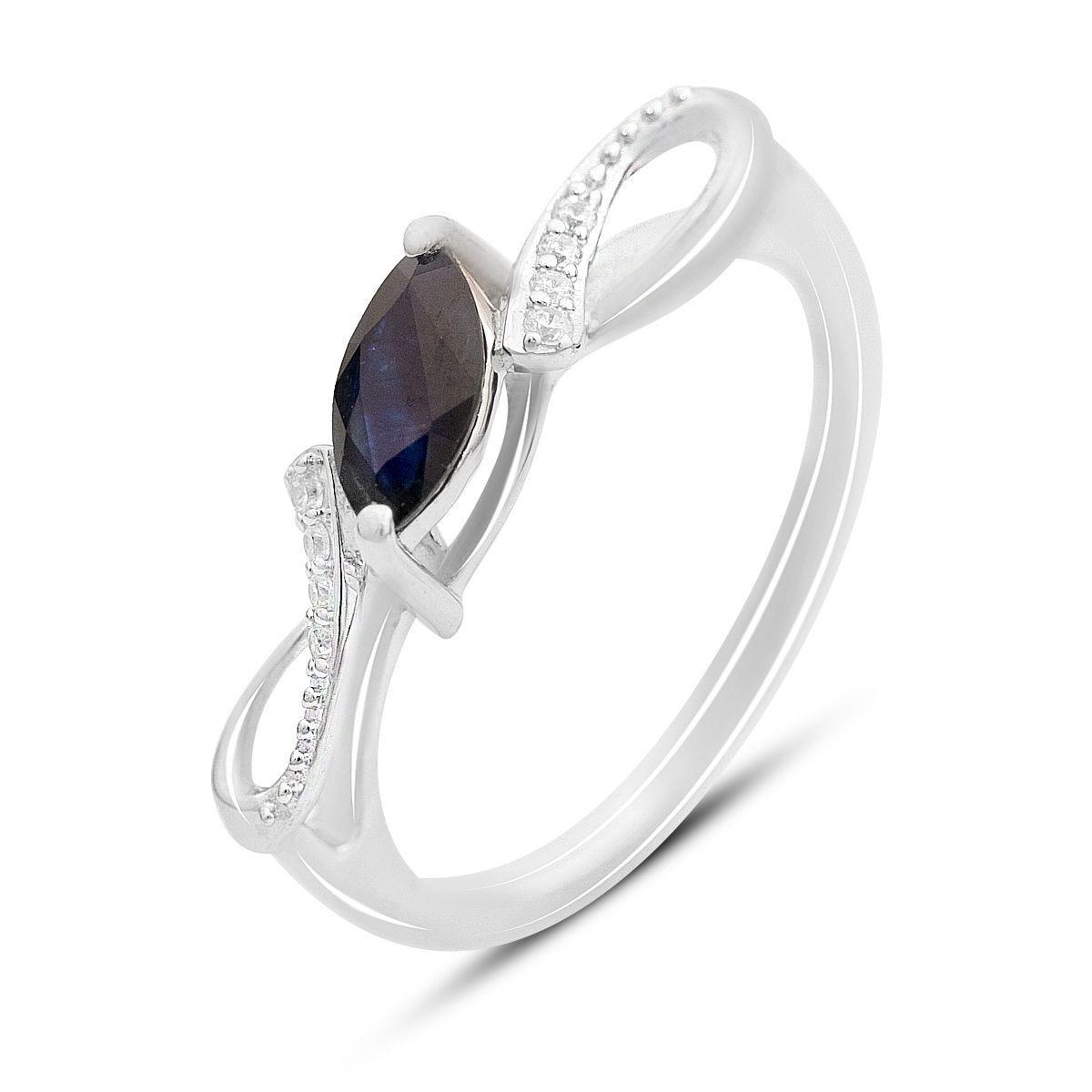 Срібне кільце Proba з натуральним сапфіром 0.62ct, фіанітами, вага виробу 2,42 г (2168782) 18 розмір, фото 1