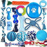 Набір іграшок для собак розвиваючі 17в1 Канат з м'ячем жувальні іграшки для цуценят дрібних і великих порід, фото 8