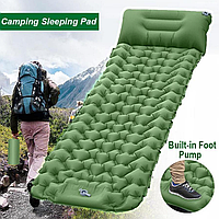 Надувний килимок з подушкою туристичний для походу та сну для військових матрац-карімат кемпінговий