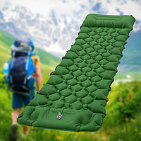 Самонадуваємий матрац каремат туристичний з подушкою військовий польовий для сну з насосом похідний