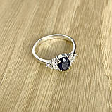 Срібне кільце Proba з натуральним сапфіром 1.35ct, вага виробу 2,35 г (1938263) 17.5 розмір, фото 2