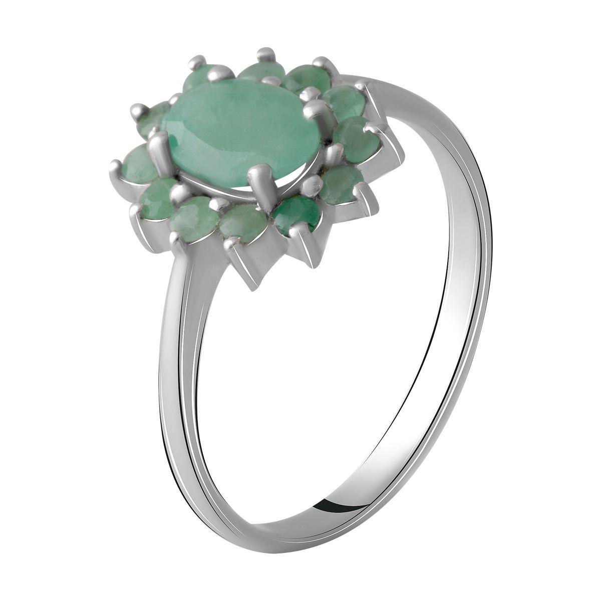 Срібне кільце Proba з натуральним смарагдом 1.27ct, вага виробу 3,44 г (1964804) 17.5 розмір, фото 1