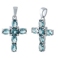 Срібний хрестик Proba з топазом Лондон Блю (1966617)