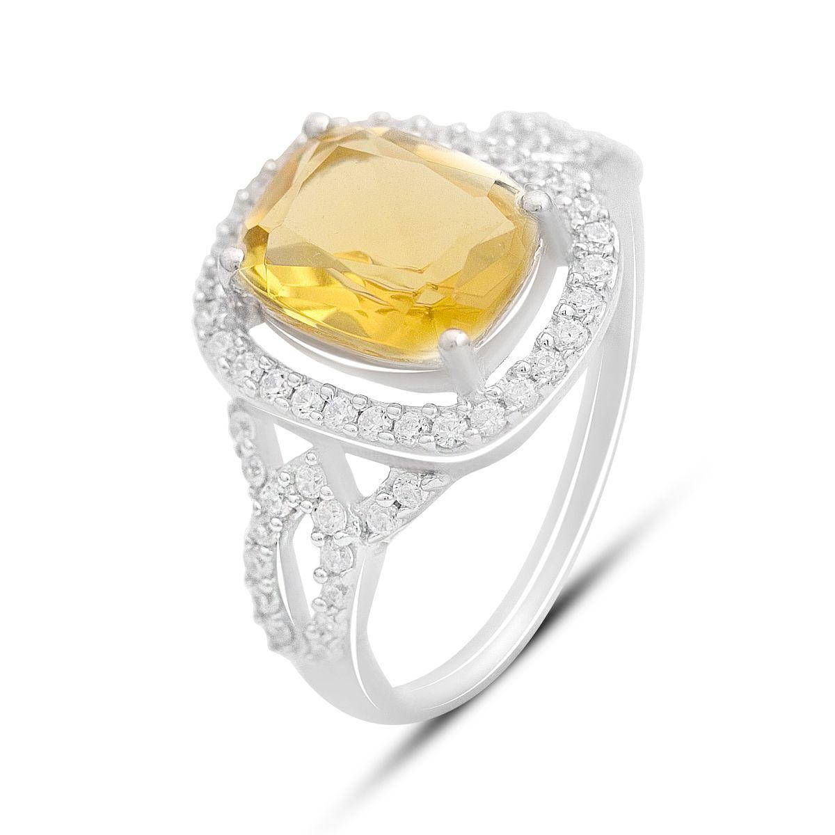 Срібне кільце Proba з цитрином nano 3.383ct, вага виробу 3,52 г (2170471) 17.5 розмір, фото 1