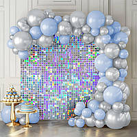 Сяючий іридисцентний срібний фон зі 12 панелей із паєток для вечірок, весіль і святкувань