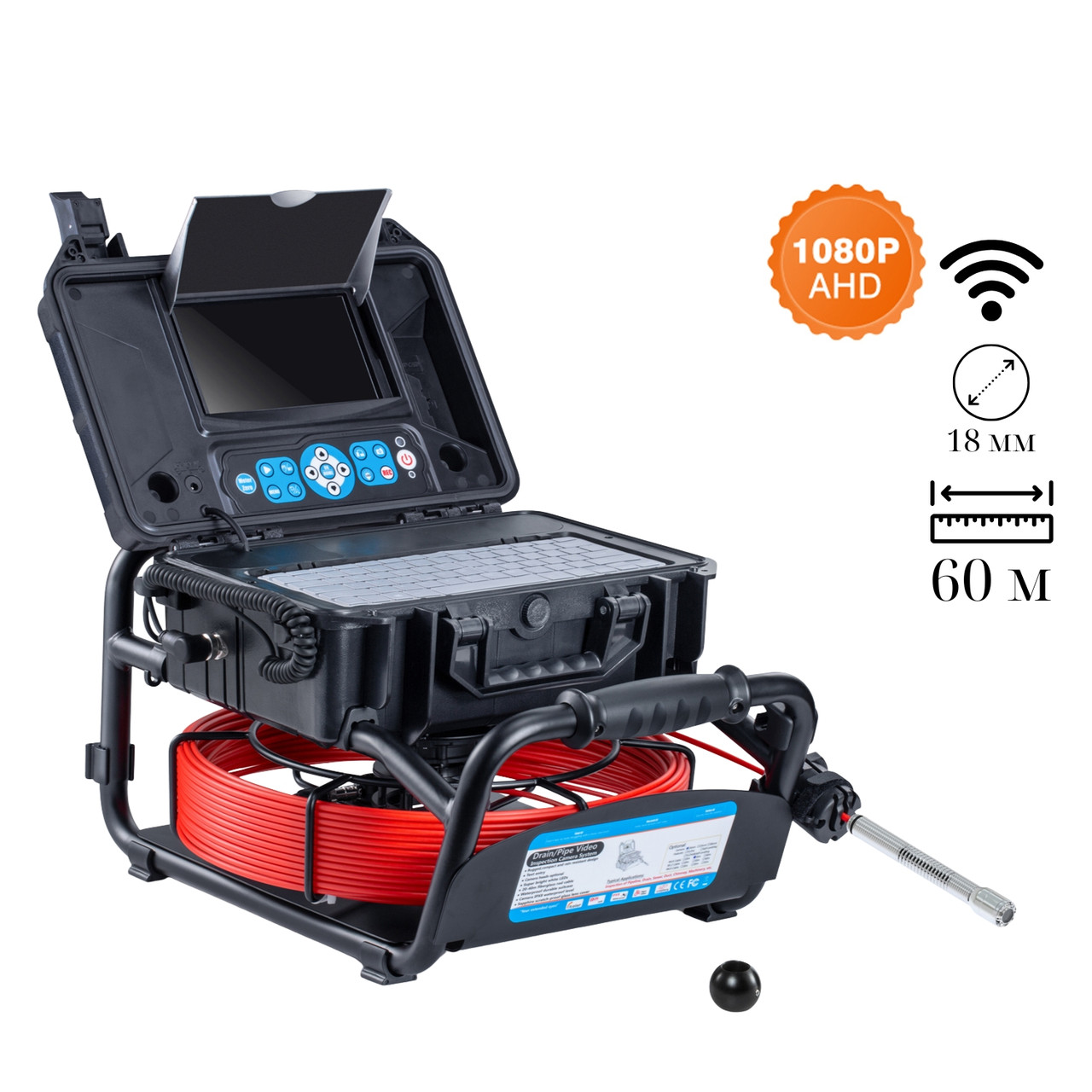 Бороскоп (камера 18 мм AHD з зондом 512 Гц, 60 м кабель) TV-BTECH 3499F1860R