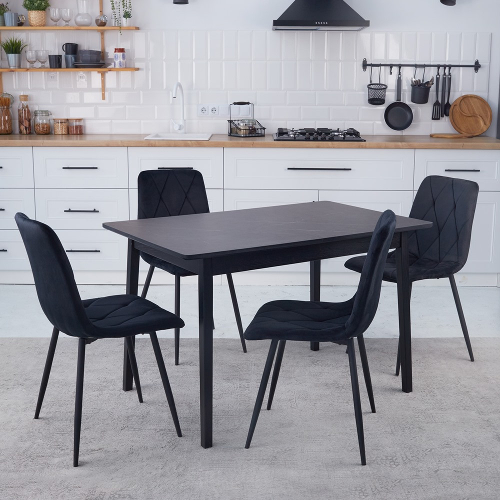 Комплект кухонних меблів Onto Антоніо 100 Чорний + 4 Стільці Piado чорні