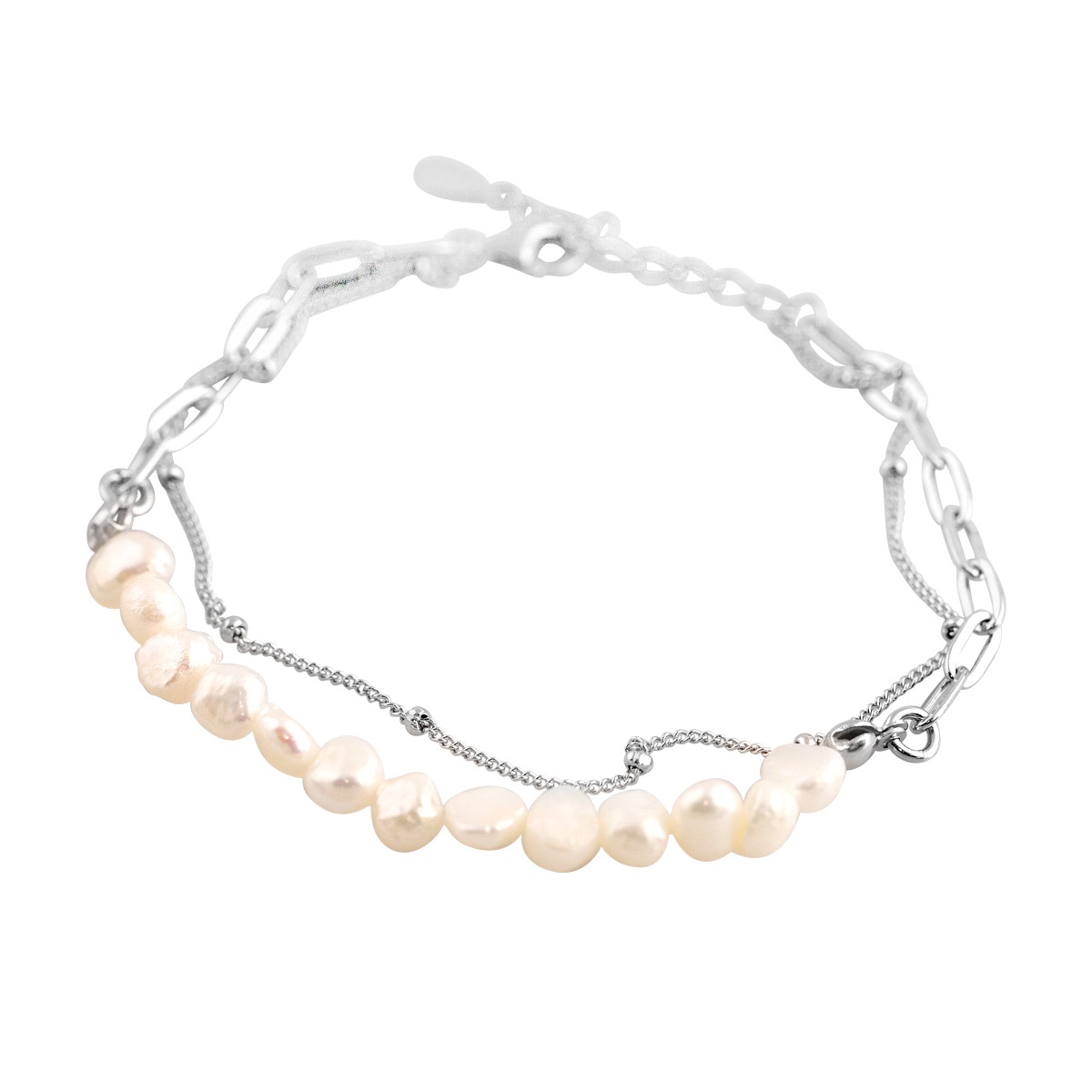 Срібний браслет Proba з натуральними перлами барочним, вага виробу 4,58 г (2109464) 1720 розмір, фото 1