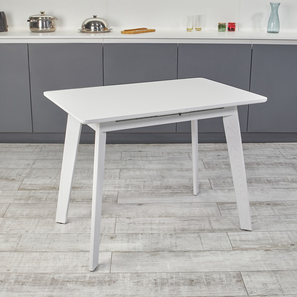 Стіл кухонний обідній розкладний Onto Алонзо 100 Преміум Білий