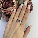 Срібне кільце Proba з аметрином nano, фіанітами, вага виробу 3,72 г (2111108) 18 розмір, фото 3