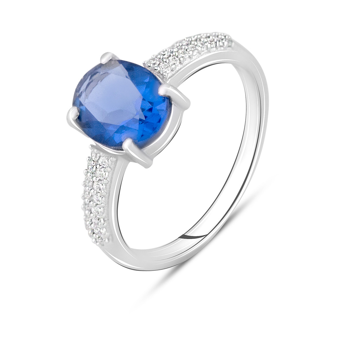 Срібне кільце Proba зі штучним танзанітом nano, вага виробу 3,02 г (2111696) 18 розмір, фото 1