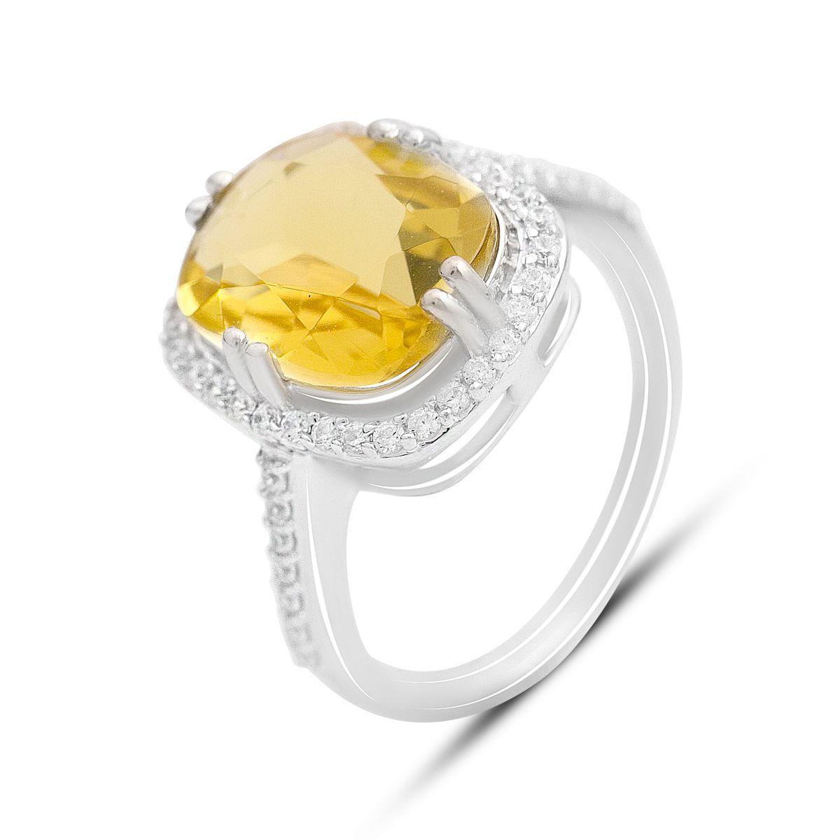 Срібне кільце Proba з цитрином nano, вага виробу 4,44 г (2171881) 17.5 розмір, фото 1