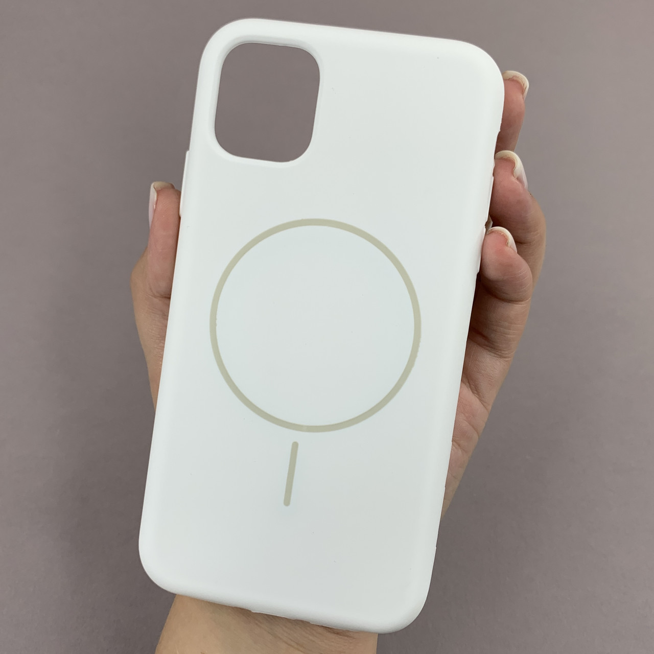 Чохол для iPhone 11 силіконовий кейс з мікрофіброю з MagSafe на айфон 11 білий w01r