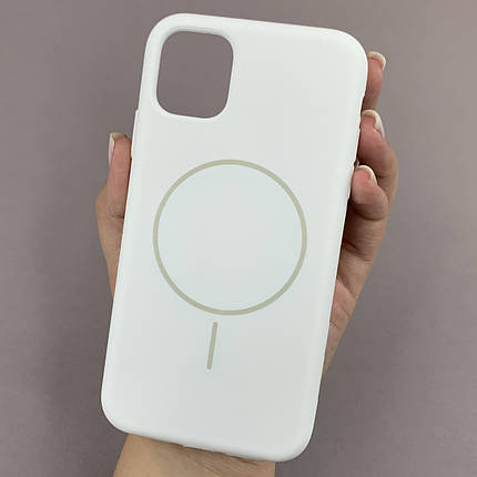 Чохол для iPhone 11 силіконовий кейс з мікрофіброю з MagSafe на айфон 11 білий w01r, фото 1