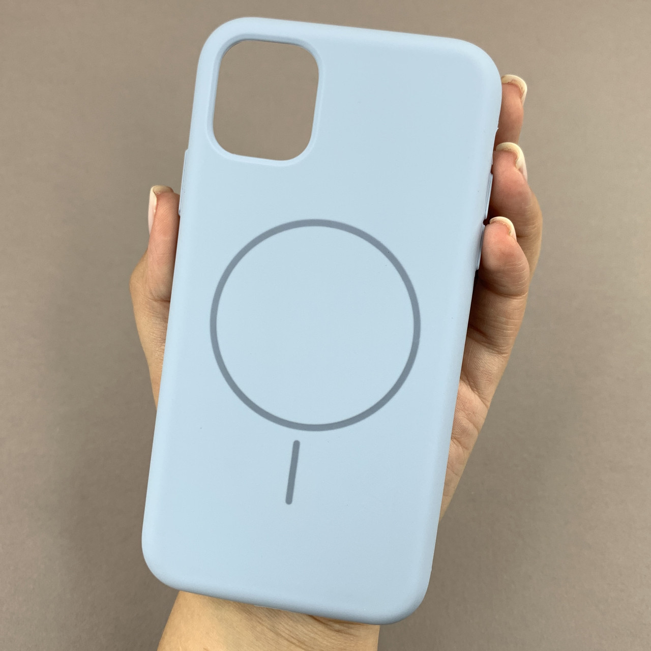 Чохол для iPhone 11 силіконовий кейс з мікрофіброю з MagSafe на айфон 11 блакитний w01r