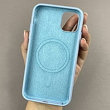 Чохол для iPhone 11 силіконовий кейс з мікрофіброю з MagSafe на айфон 11 блакитний w01r, фото 2