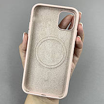 Чохол для iPhone 11 силіконовий кейс з мікрофіброю з MagSafe на айфон 11 пудровий w01r, фото 2