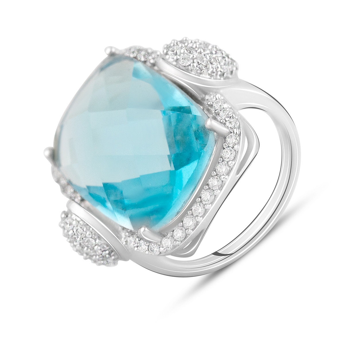 Срібне кільце Proba з аквамарином nano, вага виробу 7,03 г (2121282) 17 розмір, фото 1