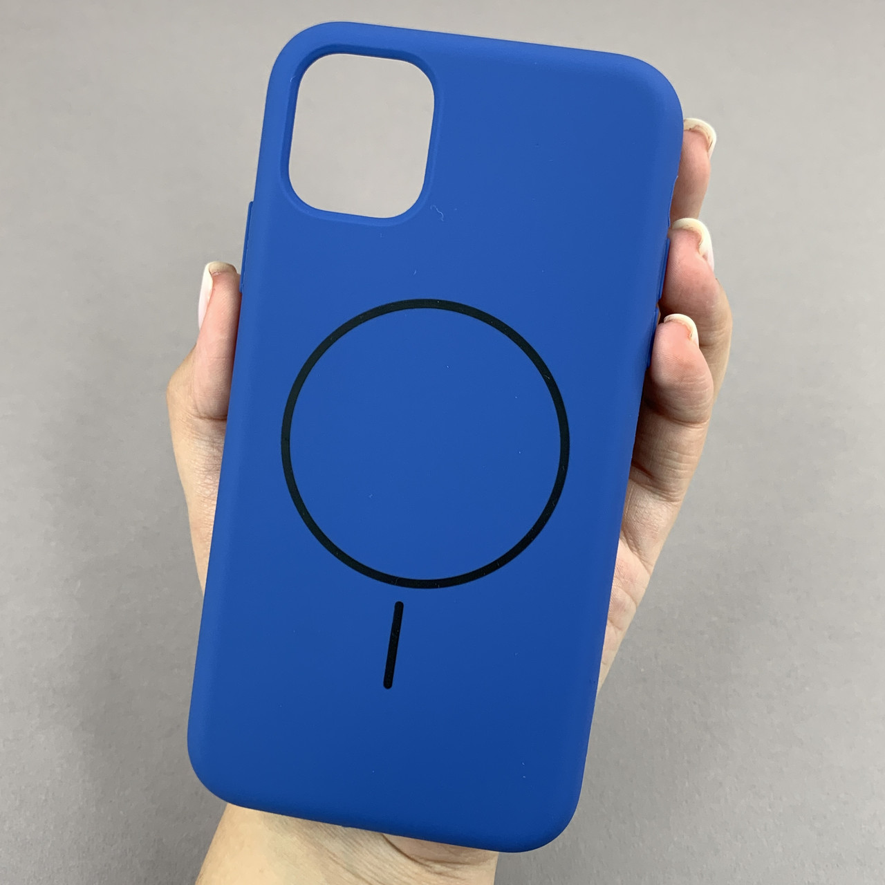 Чохол для iPhone 11 силіконовий кейс з мікрофіброю з MagSafe на айфон 11 синій w01r