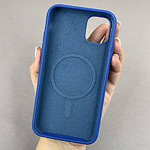 Чохол для iPhone 11 силіконовий кейс з мікрофіброю з MagSafe на айфон 11 синій w01r, фото 2