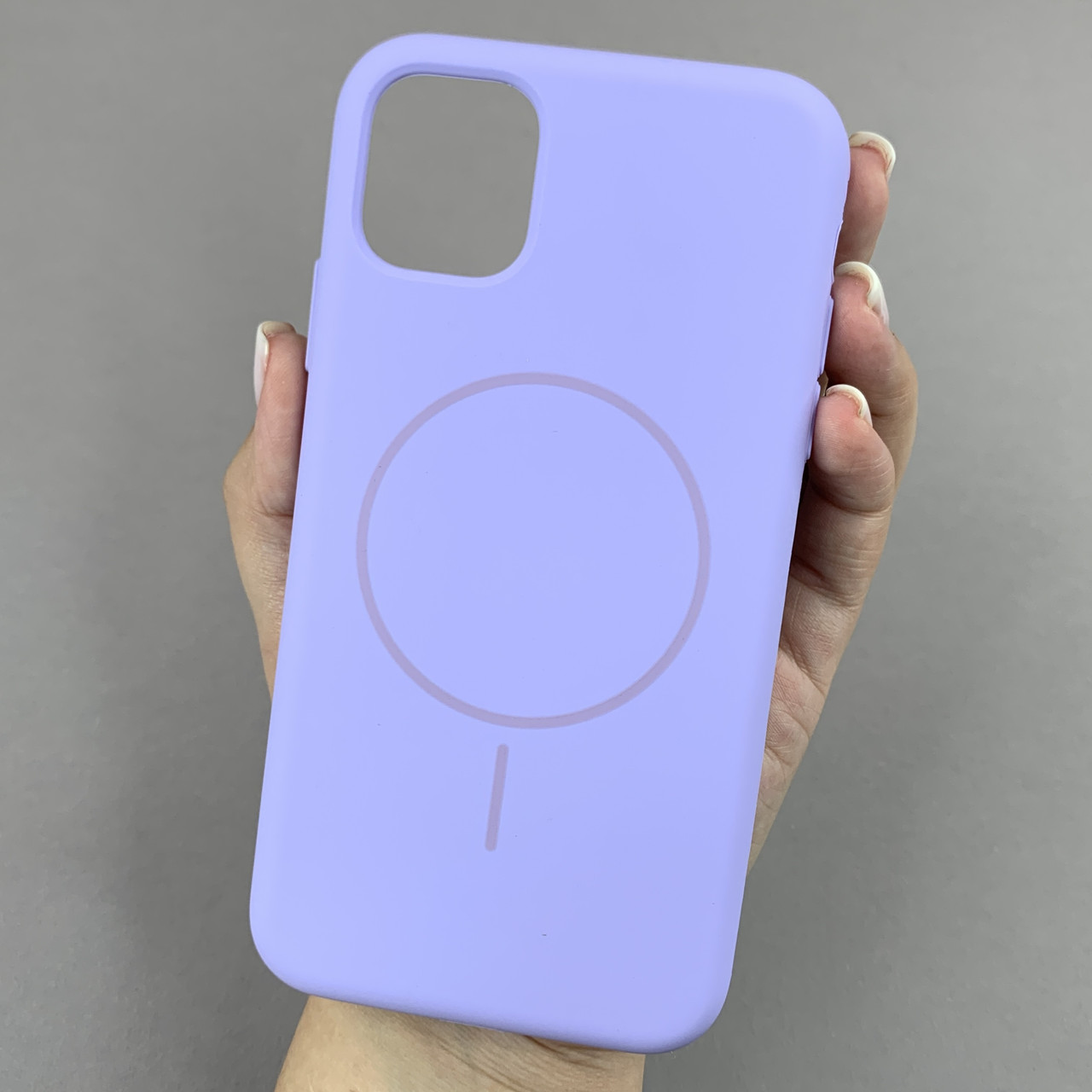 Чохол для iPhone 11 силіконовий кейс з мікрофіброю з MagSafe на айфон 11 бузковий w01r