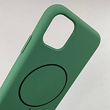 Чохол для iPhone 11 силіконовий кейс з мікрофіброю з MagSafe на айфон 11 темно-зелений w01r, фото 3