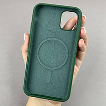 Чохол для iPhone 11 силіконовий кейс з мікрофіброю з MagSafe на айфон 11 темно-зелений w01r, фото 2