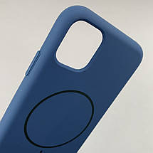 Чохол для iPhone 11 силіконовий кейс з мікрофіброю з MagSafe на айфон 11 темно-синій w01r, фото 3