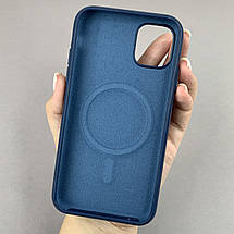 Чохол для iPhone 11 силіконовий кейс з мікрофіброю з MagSafe на айфон 11 темно-синій w01r, фото 2