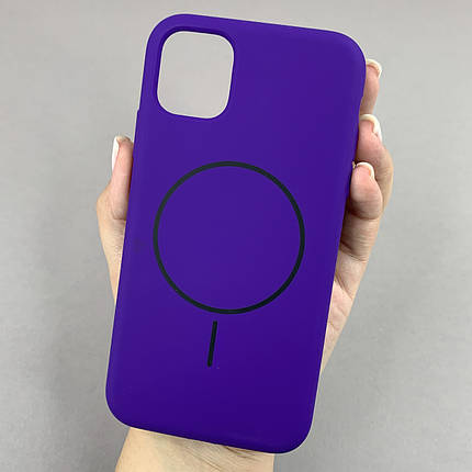 Чохол для iPhone 11 силіконовий кейс з мікрофіброю з MagSafe на айфон 11 фіолетовий w01r, фото 1