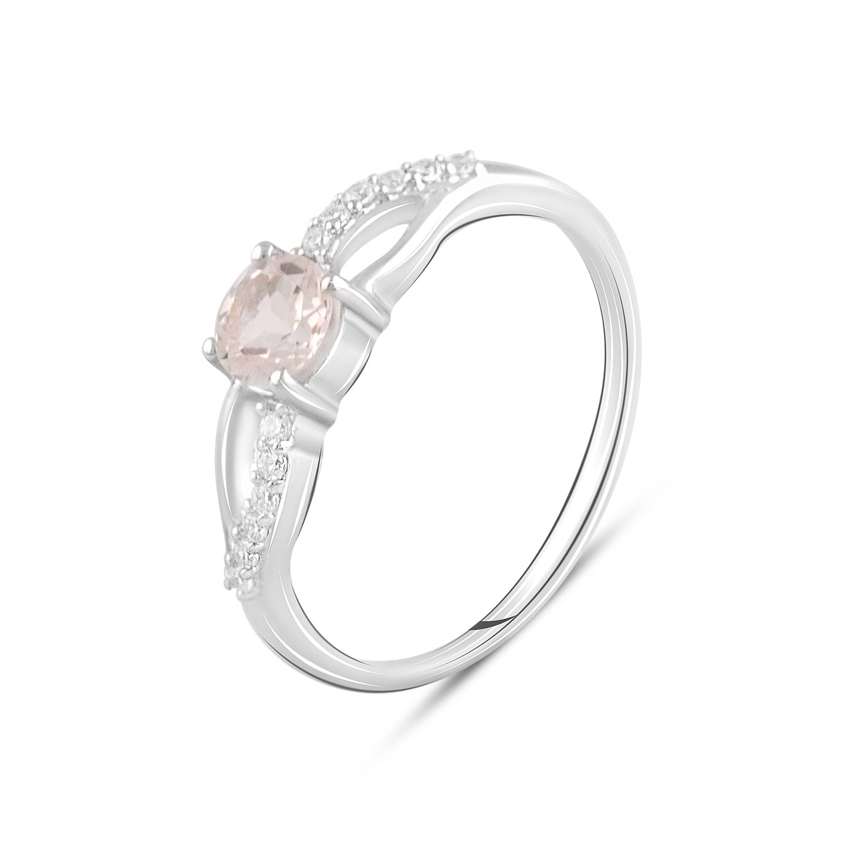 Срібне кільце Proba з морганітом nano 0.657ct, фіанітами, вага виробу 1,67 г (2124115) 18 розмір, фото 1