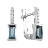 Срібні сережки Proba з топазом Лондон Блю 0.82ct (2016236)