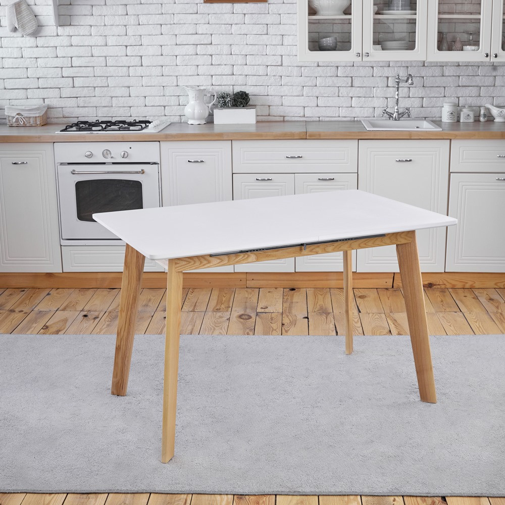 Стіл кухонний обідній розкладний Onto Алонзо 120-160 Білий