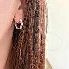 Срібні сережки-конго геометричні з білими цирконами «Кришталик» - стильні сережки срібло 925, фото 3