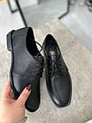 Жіночі шкіряні туфлі без підборів на шнурівці, фото 5