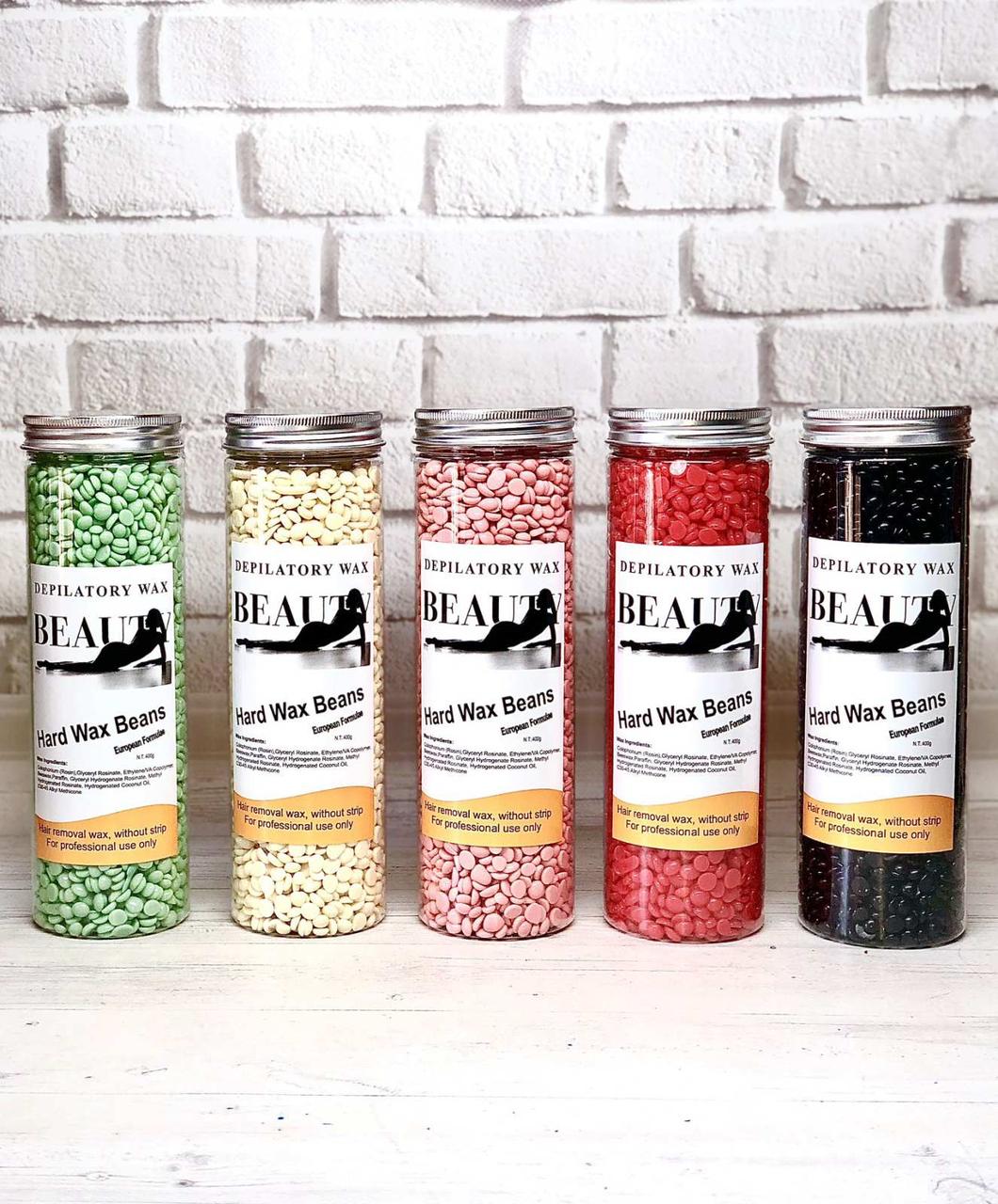 Гарячий віск Beauty в гранулах Hard Wax Beans 400 грамів натуральний YVG-09 Воск у гранулах у баночці, фото 1