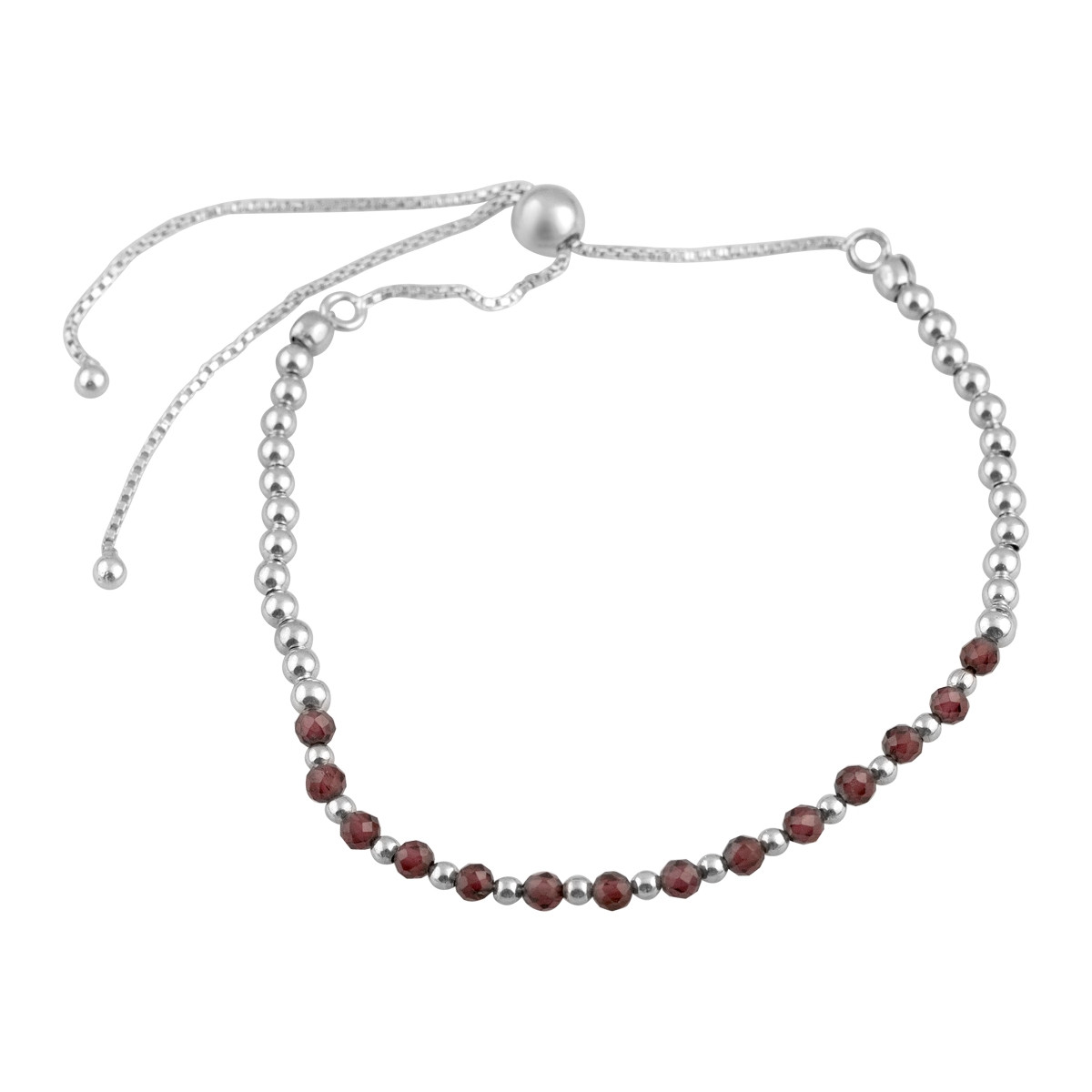 Срібний браслет Proba з натуральним гранатом 13.62ct, вага виробу 4,28 г (2129011) adjustable розмір, фото 1
