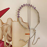 Срібний браслет Proba з натуральним аметистом 9.44ct, вага виробу 5,8 г (2129028) adjustable розмір, фото 5