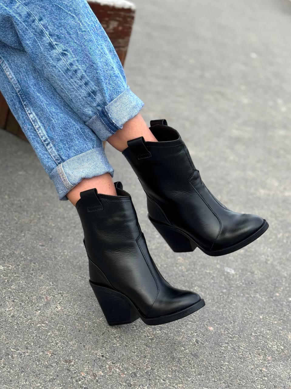 Жіночі черевики козаки, Жіночі ботильйони казаки, Жіночі шкіряні козаки, фото 1