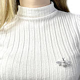 Срібна брошка Proba з ємаллю, фіанітами (2031314), фото 2