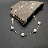 Срібне кольє Proba з натуральними перлами барочним, вага виробу 8,18 г (2175025) 400450 розмір, фото 2