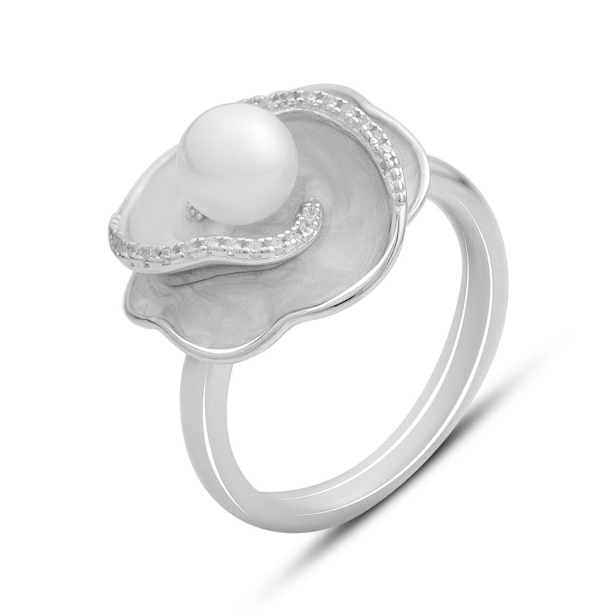 Срібне кільце Proba з натуральними перламутром, вага виробу 6,02 г (2175377) 17.5 розмір, фото 1