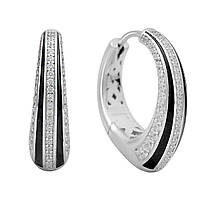 Срібні сережки Proba з фіанітами, ємалю (2175407)