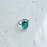 Срібне кільце Proba з аквамарином nano, вага виробу 3,74 г (2140146) 18 розмір, фото 2